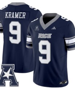 Tommy Kramer Jersey 9 Rice Owls 2025 Vapor Limited Stitched Navy
