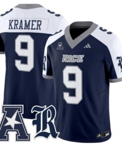 Tommy Kramer Jersey 9 Rice Owls 2025 Vapor Limited Stitched Navy Alter