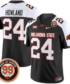 Trent Howland Jersey 24 Oklahoma State Cowboys 2025 Leslie O neal Patch Black Alter