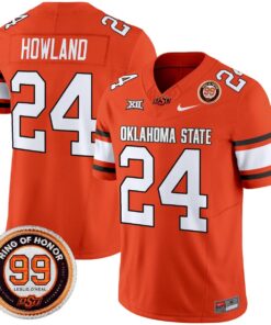 Trent Howland Jersey 24 Oklahoma State Cowboys 2025 Leslie O neal Patch Orange