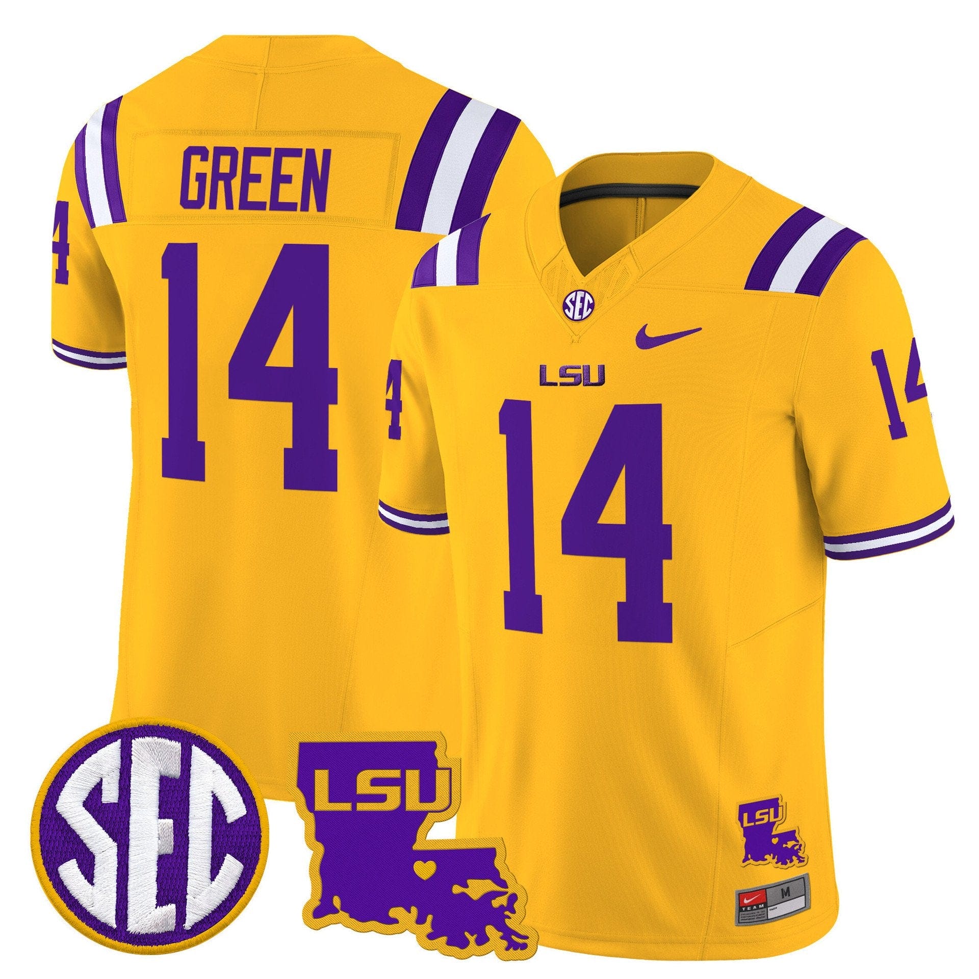 Trey'Dez Green Jersey #14 LSU Tigers 2025 Louisiana Patch Stitched