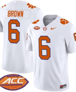 Tyler Brown Jersey 6 Clemson Tigers 2025 Vapor Limited Stitched White