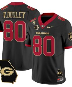 Vince Dooley Jersey #80 Georgia Bulldogs 2025 Georgia Map, Vince Dooley Stitched