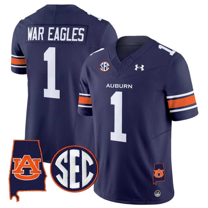 War Eagles Jersey #1 Auburn Tigers 2025 Alabama Patch Stitched - Image 5