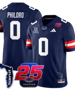 Wendol Philord Jersey 0 Florida Atlantic Football 25th Season Stitched Navy