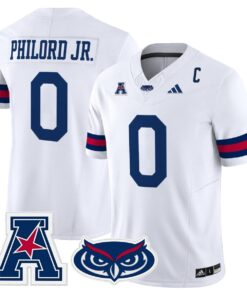 Wendol Philord Jersey 0 Florida Atlantic Owls 2025 All Stitched White