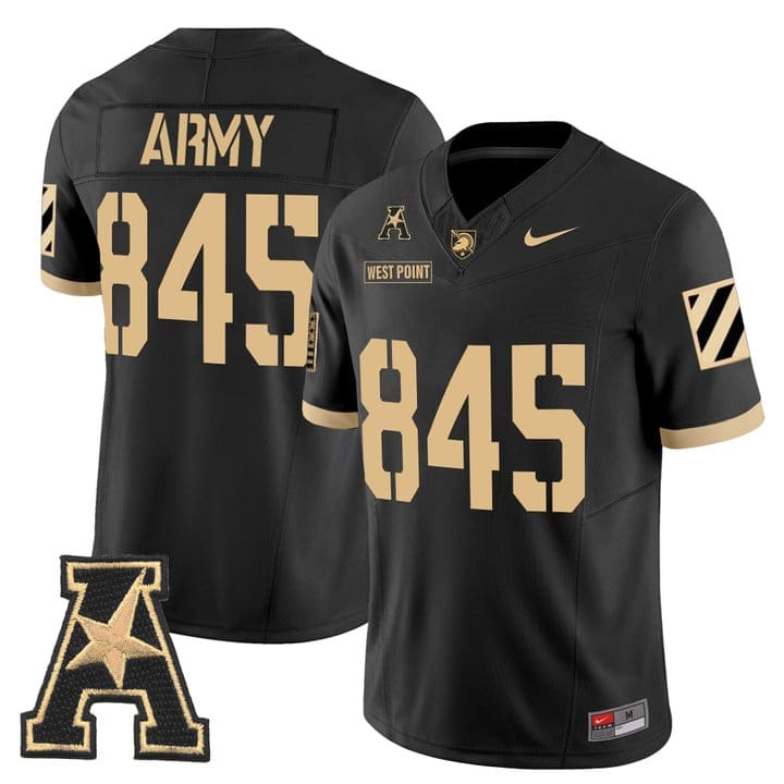 West Point Jersey 845 Army Black Knights 2025 SStitched Black