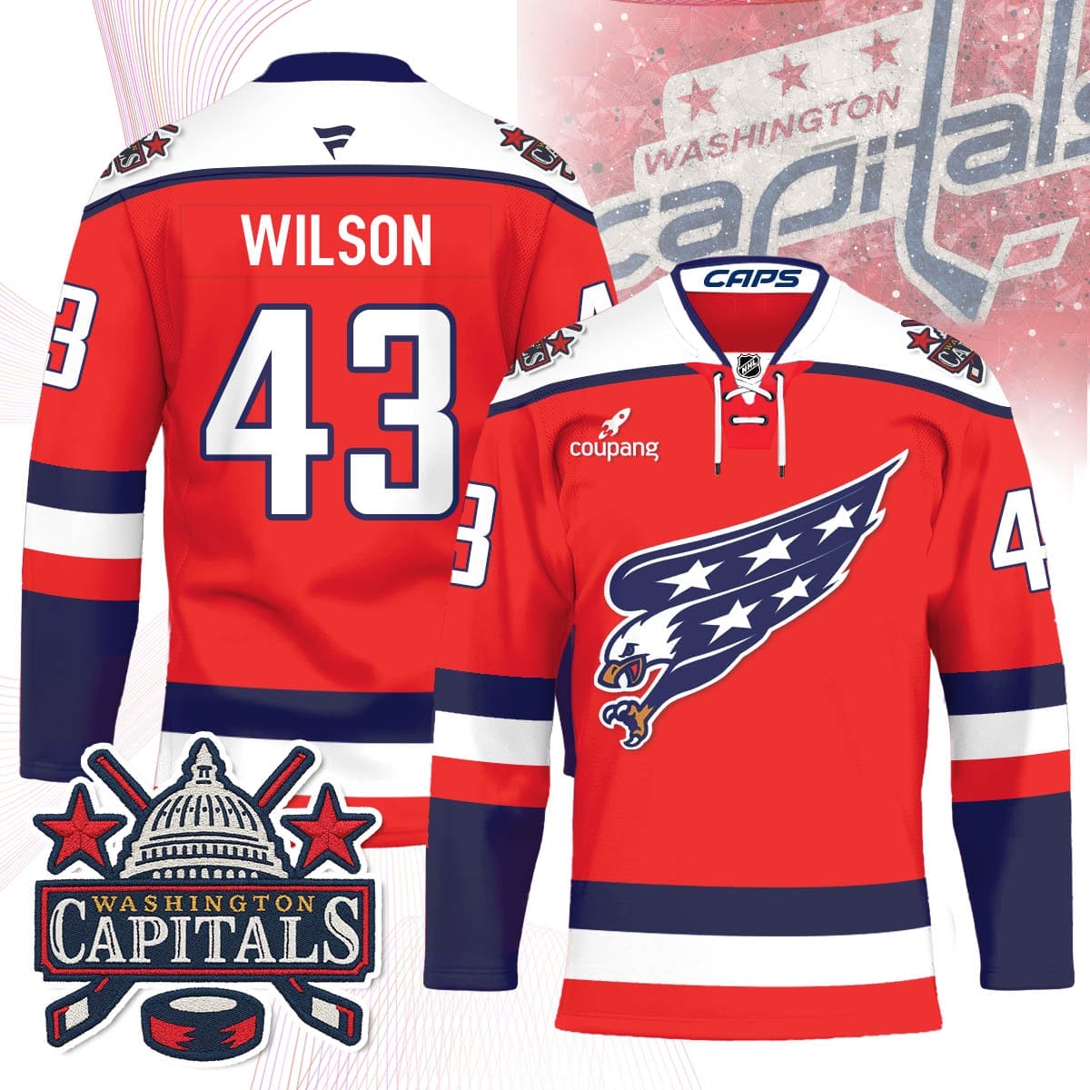 Washington Capitals Screaming Eagle Hockey Jersey - All Stitched 2 Washington Capitals Screaming Eagle Hockey Jersey - All Stitched - Image 2