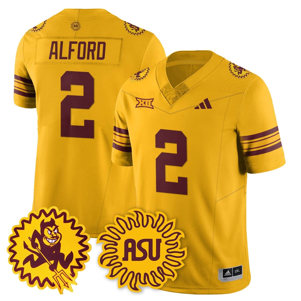 Xavion Alford Jersey #2 Arizona State Sun Devils 1975 Throwback Stitched - Image 3