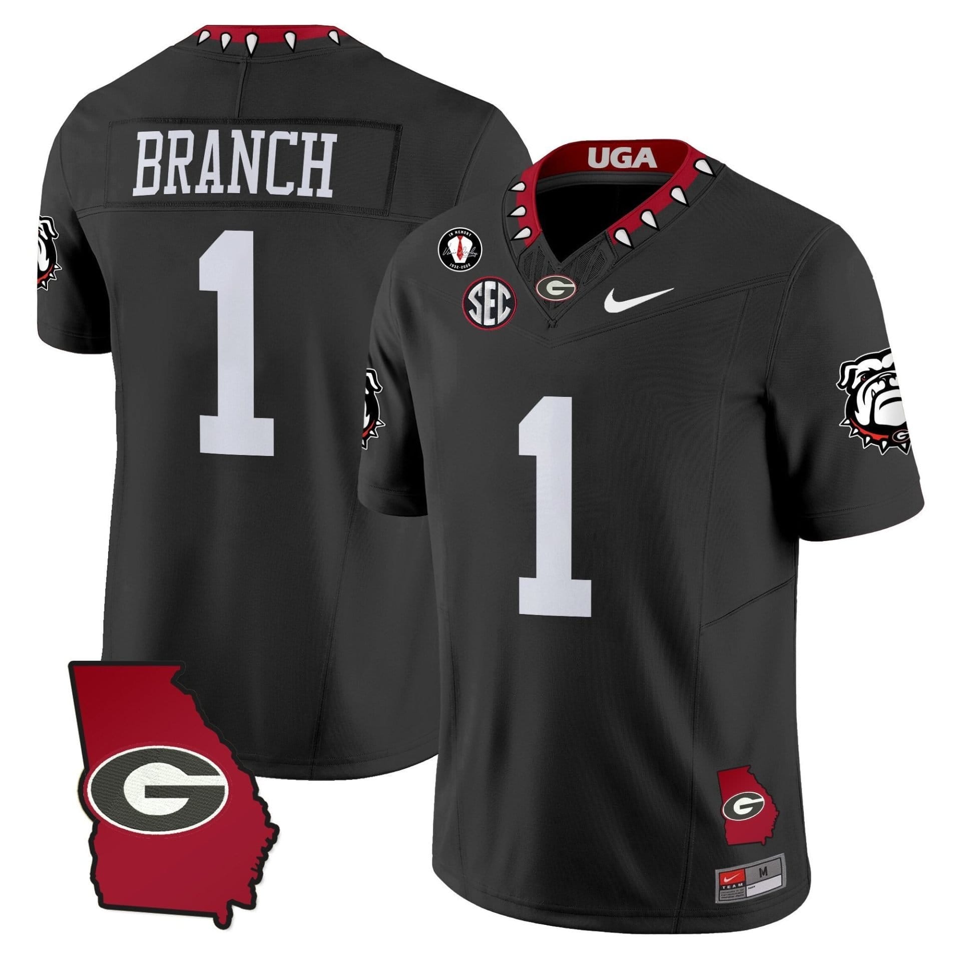 Zachariah Branch Jersey #1 Georgia Bulldogs 2025 Georgia Map, Vince Dooley Stitched - Image 3