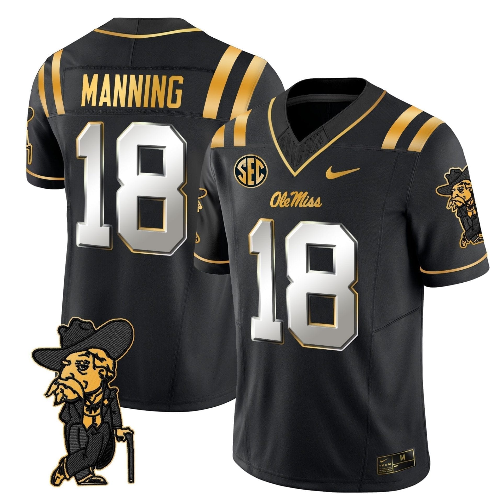 Men's Ole Miss Rebels 2025 Gold Vapor Limited Jersey - All Stitched 29 Men's Ole Miss Rebels 2025 Gold Vapor Limited Jersey - All Stitched - Image 29