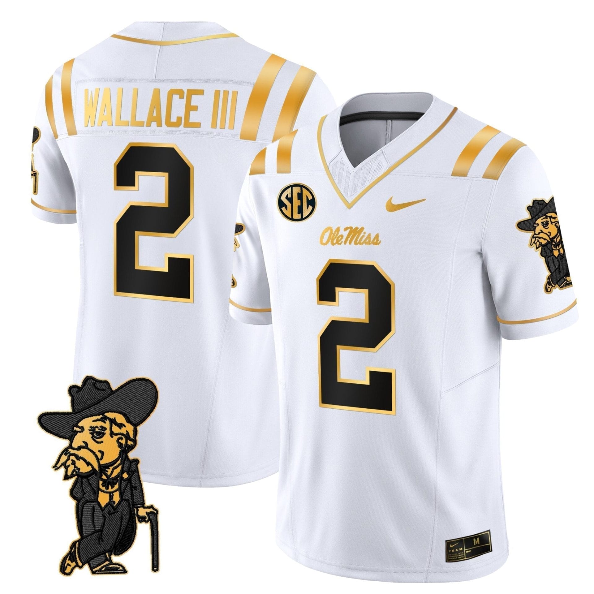 Men's Ole Miss Rebels 2025 Gold Vapor Limited Jersey - All Stitched 24 Men's Ole Miss Rebels 2025 Gold Vapor Limited Jersey - All Stitched - Image 24