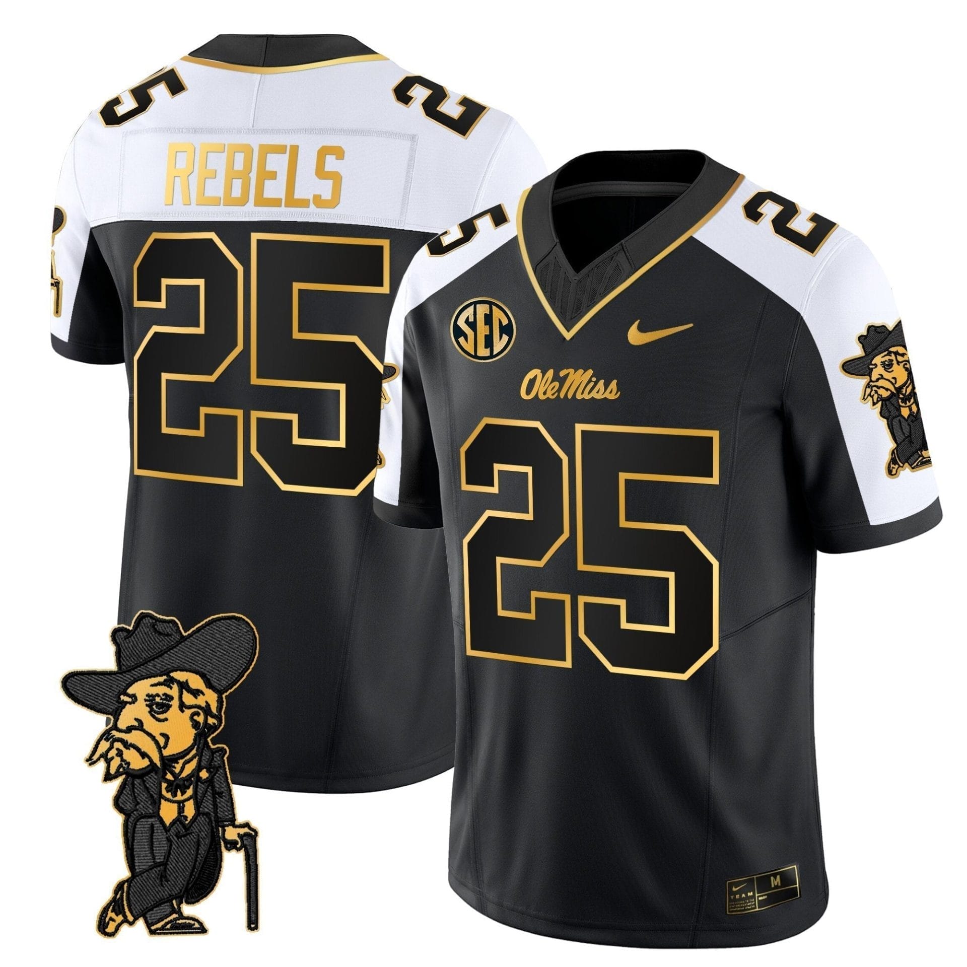 Men's Ole Miss Rebels 2025 Gold Vapor Limited Jersey - All Stitched 11 Men's Ole Miss Rebels 2025 Gold Vapor Limited Jersey - All Stitched - Image 11