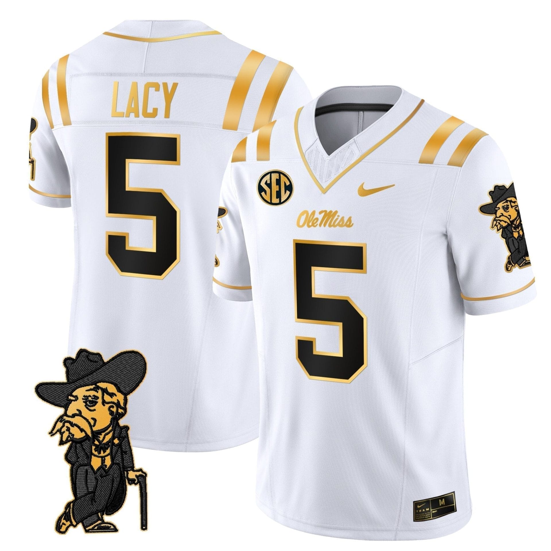 Men's Ole Miss Rebels 2025 Gold Vapor Limited Jersey - All Stitched 22 Men's Ole Miss Rebels 2025 Gold Vapor Limited Jersey - All Stitched - Image 22