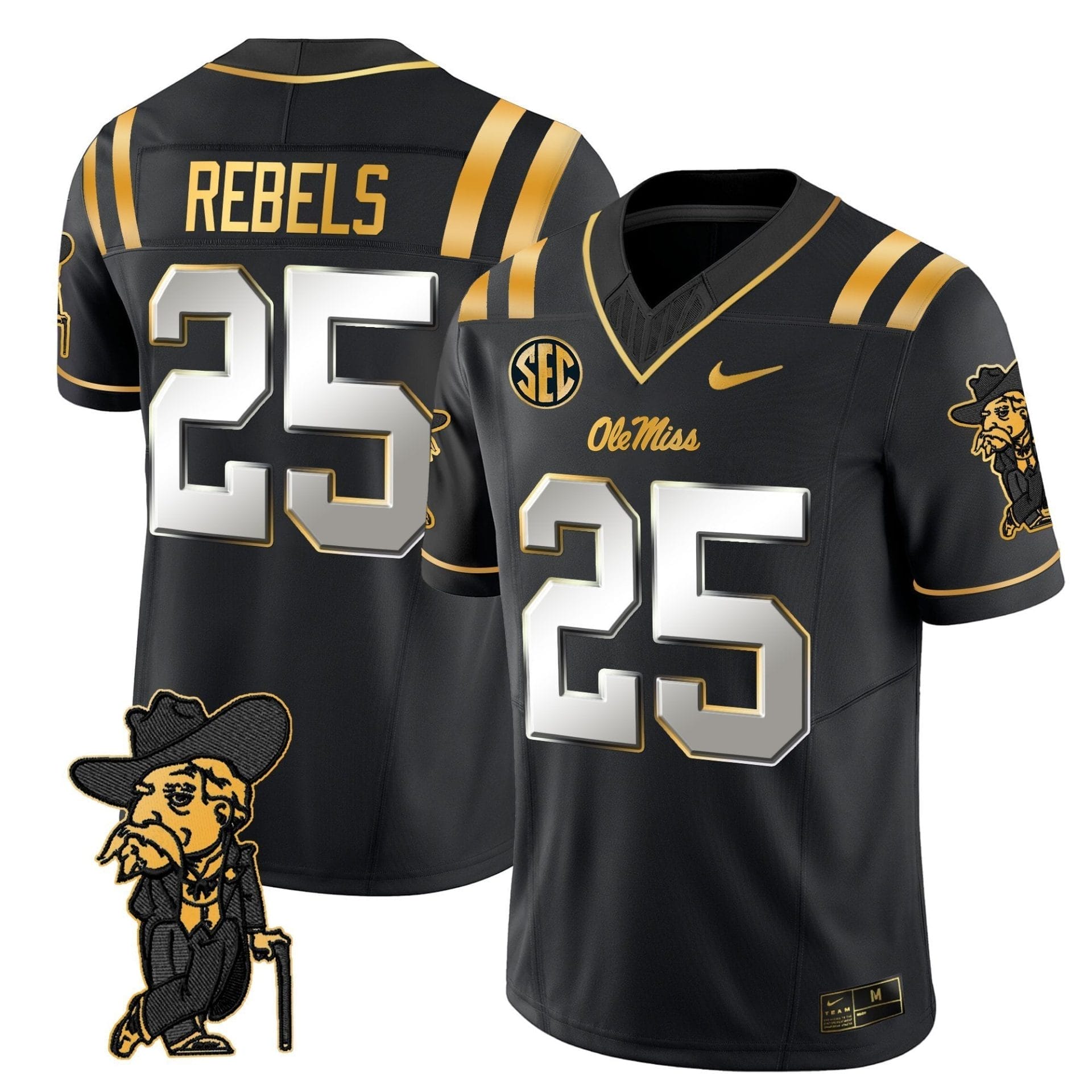 Men's Ole Miss Rebels 2025 Gold Vapor Limited Jersey - All Stitched 32 Men's Ole Miss Rebels 2025 Gold Vapor Limited Jersey - All Stitched - Image 32