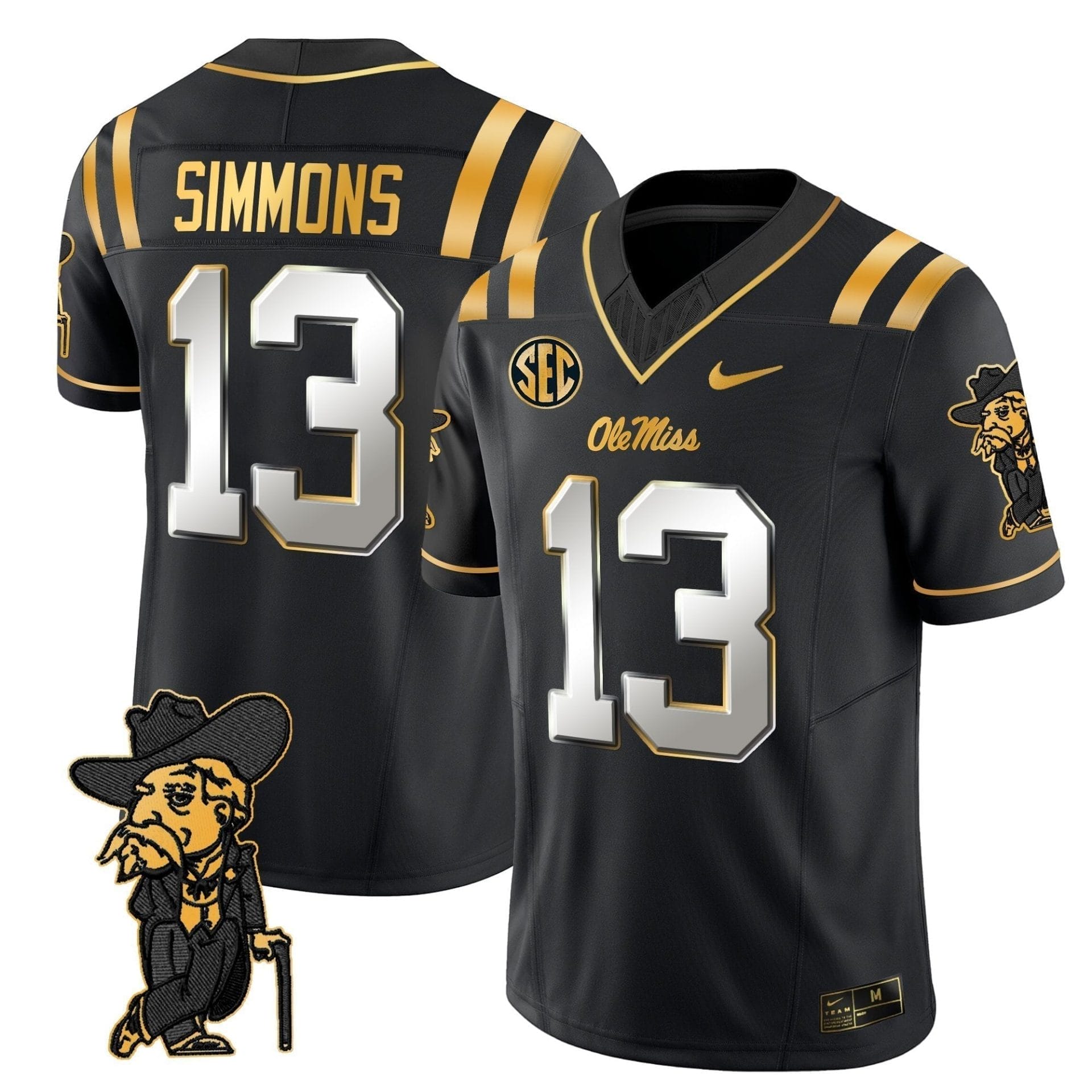 Men's Ole Miss Rebels 2025 Gold Vapor Limited Jersey - All Stitched 23 Men's Ole Miss Rebels 2025 Gold Vapor Limited Jersey - All Stitched - Image 23