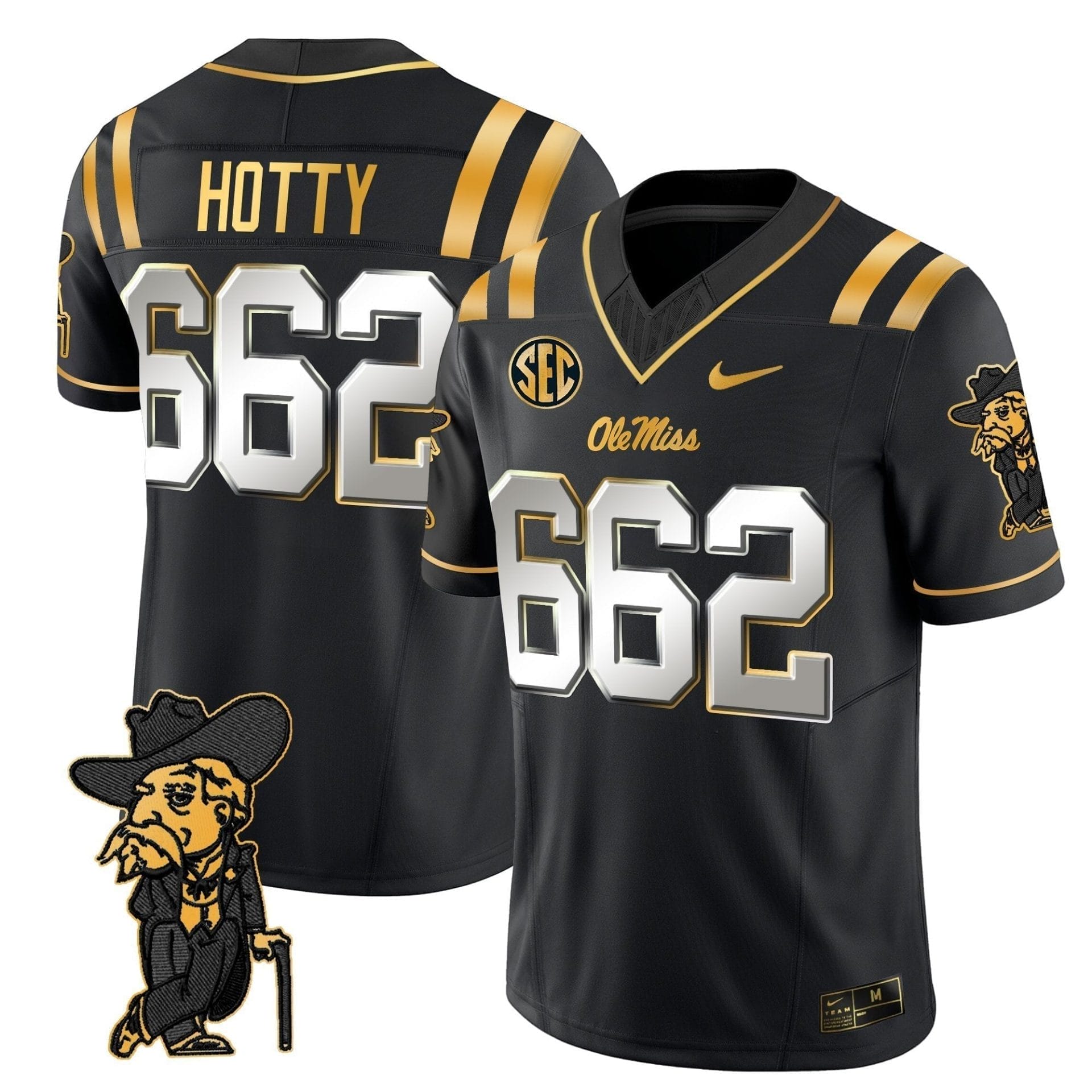 Men's Ole Miss Rebels 2025 Gold Vapor Limited Jersey - All Stitched 12 Men's Ole Miss Rebels 2025 Gold Vapor Limited Jersey - All Stitched - Image 12