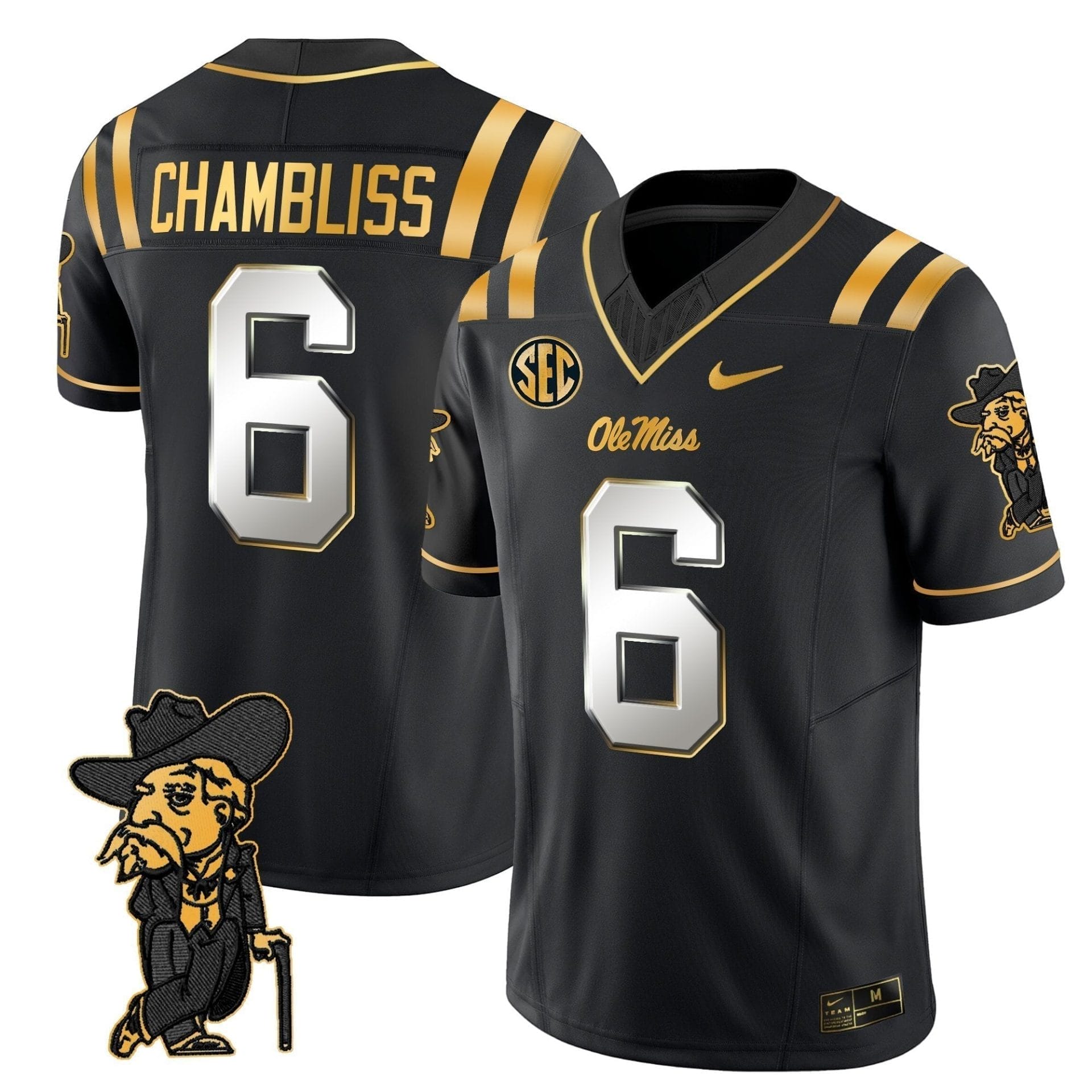 Men's Ole Miss Rebels 2025 Gold Vapor Limited Jersey - All Stitched 26 Men's Ole Miss Rebels 2025 Gold Vapor Limited Jersey - All Stitched - Image 26