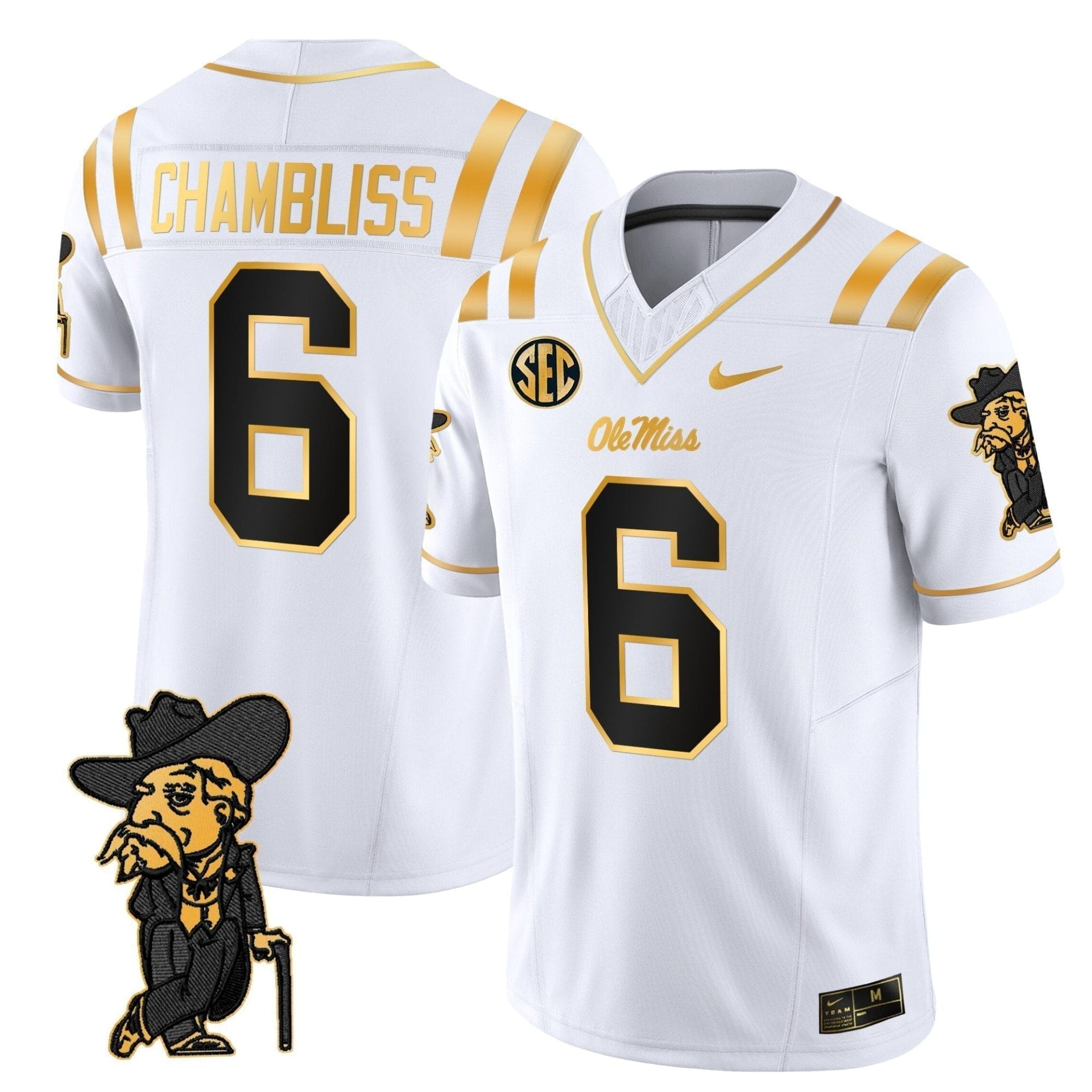 Men's Ole Miss Rebels 2025 Gold Vapor Limited Jersey - All Stitched 19 Men's Ole Miss Rebels 2025 Gold Vapor Limited Jersey - All Stitched - Image 19