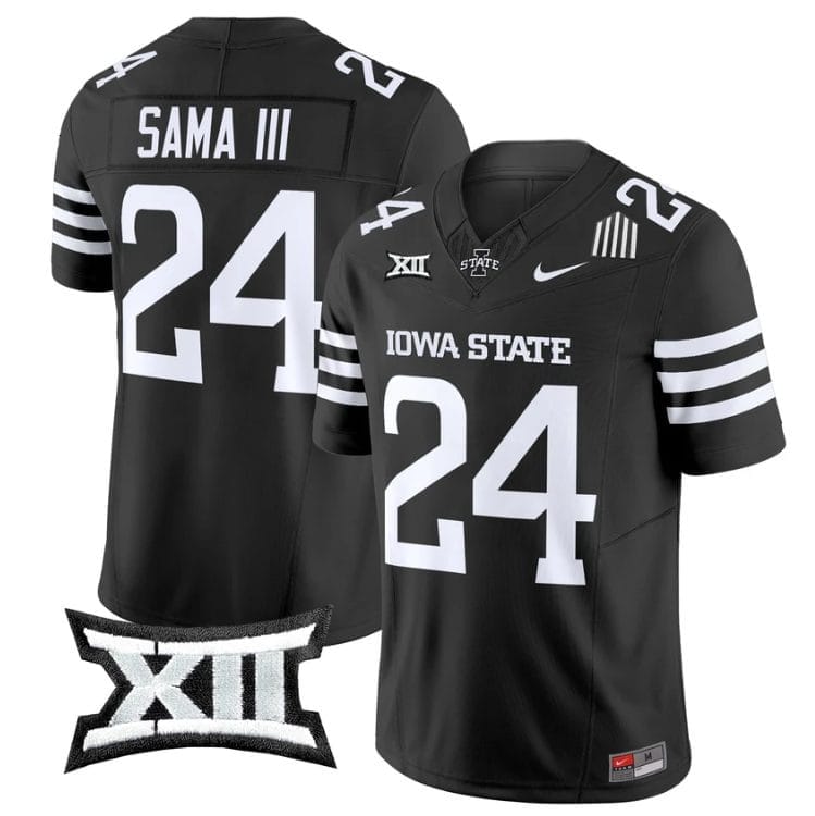 Abu Sama III Jersey #24 Iowa State Cyclones 2025 Limited Stitched Black 1 Abu Sama III Jersey #24 Iowa State Cyclones 2025 Limited Stitched Black
