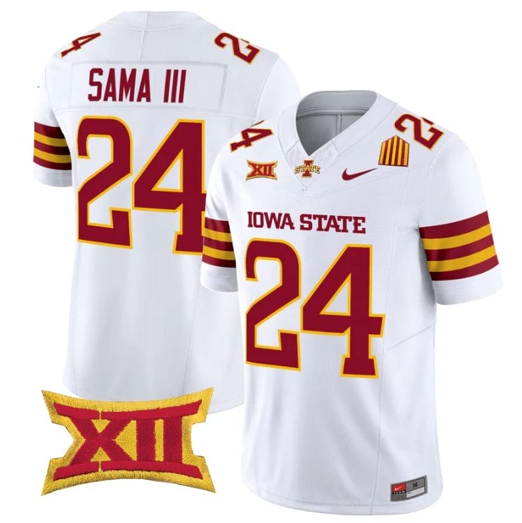 Abu Sama III Jersey #24 Iowa State Cyclones 2025 Limited Stitched White 1 Abu Sama III Jersey #24 Iowa State Cyclones 2025 Limited Stitched White
