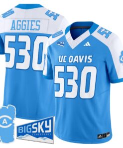 Aggies Jersey 530 UC Davis Aggies 2025 Lake Tahoe Patch Stitched Aqua Alter