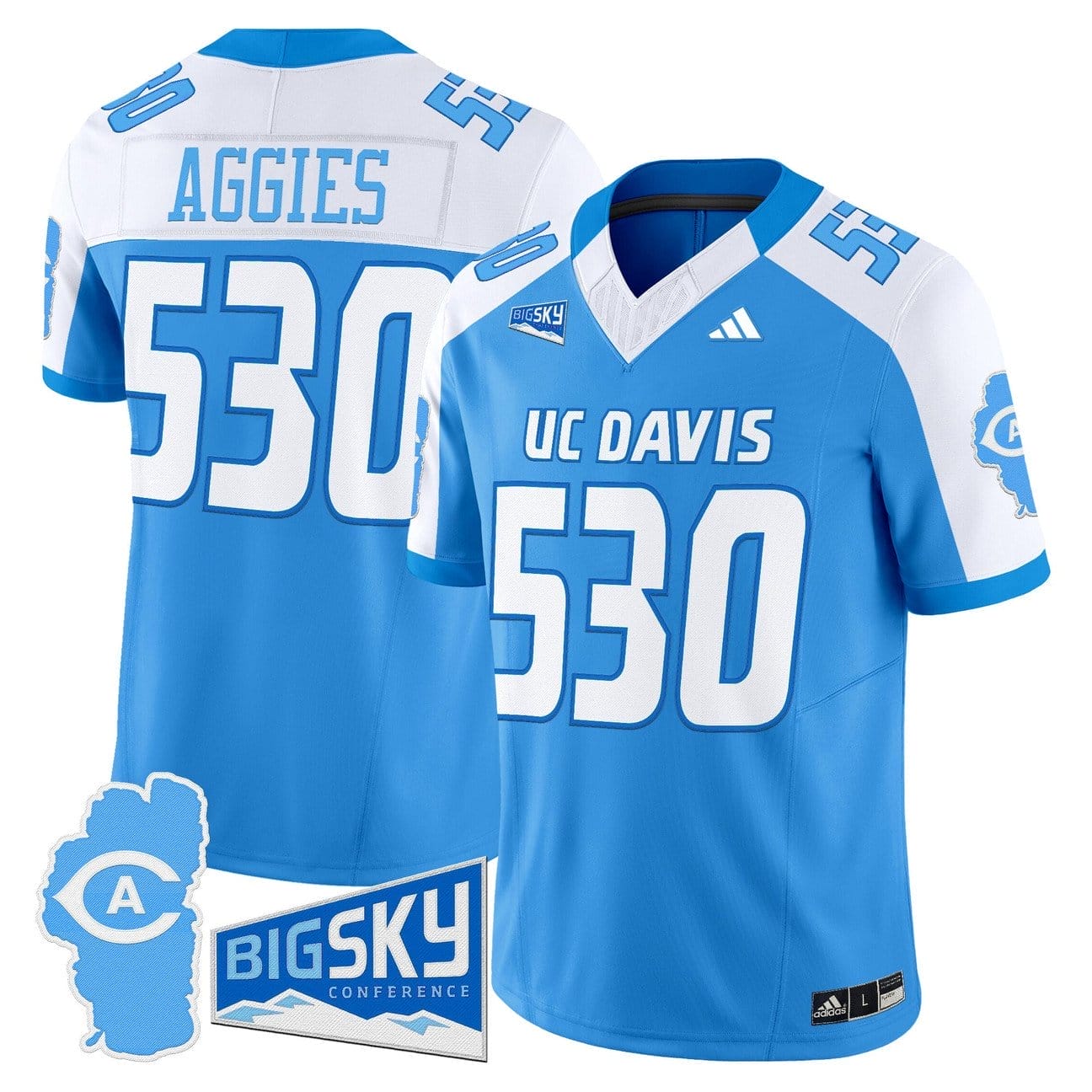 Aggies Jersey #530 UC Davis Aggies 2025 Lake Tahoe Patch Stitched 2 Aggies Jersey #530 UC Davis Aggies 2025 Lake Tahoe Patch Stitched - Image 2