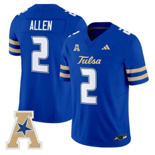 Ajay Allen Jersey #2 Tulsa Golden Hurricane 2025 Vapor Limited Stitched Royal