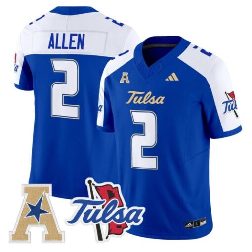 Ajay Allen Jersey #2 Tulsa Golden Hurricane 2025 Vapor Limited Stitched Royal Alter