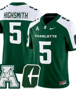 Alex Highsmith Jersey 5 Charlotte 49ers 2025 Vapor Limited Stitched Green Alter