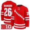 Badgers Jersey 26 Wisconsin Badgers 2025 26 Premium Stitched Red