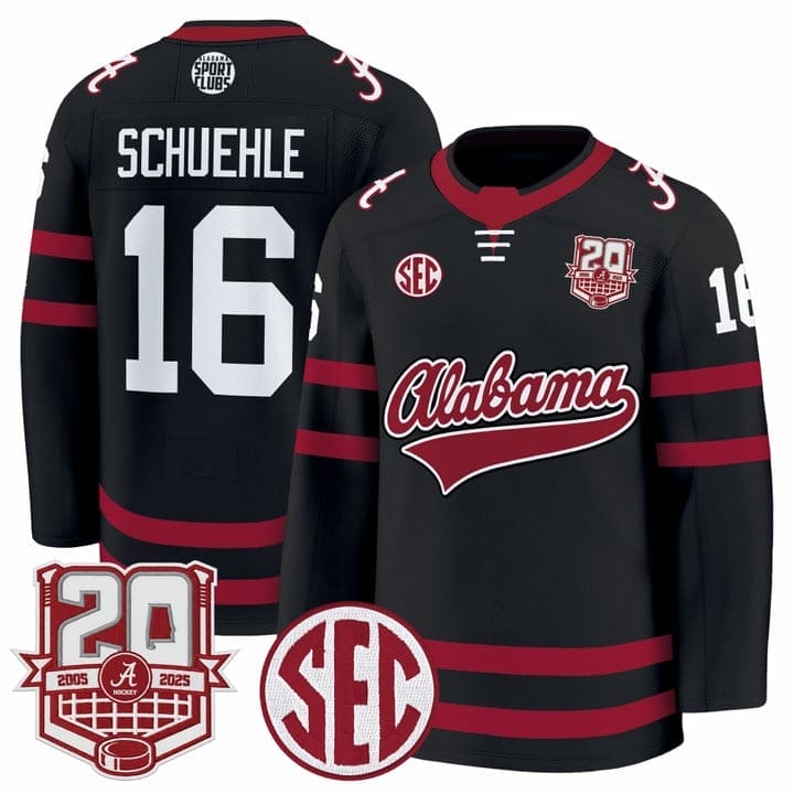 Baz Schuehle Jersey #16  Alabama Crimson Tide 2025-26 Premium 20th Anniversary Patch Stitched