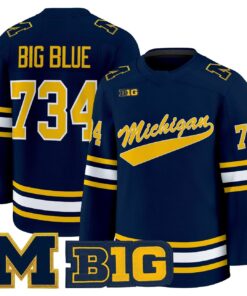 Big Blue Jersey 734 Michigan Wolverines 2025 26 Premium Stitched Navy