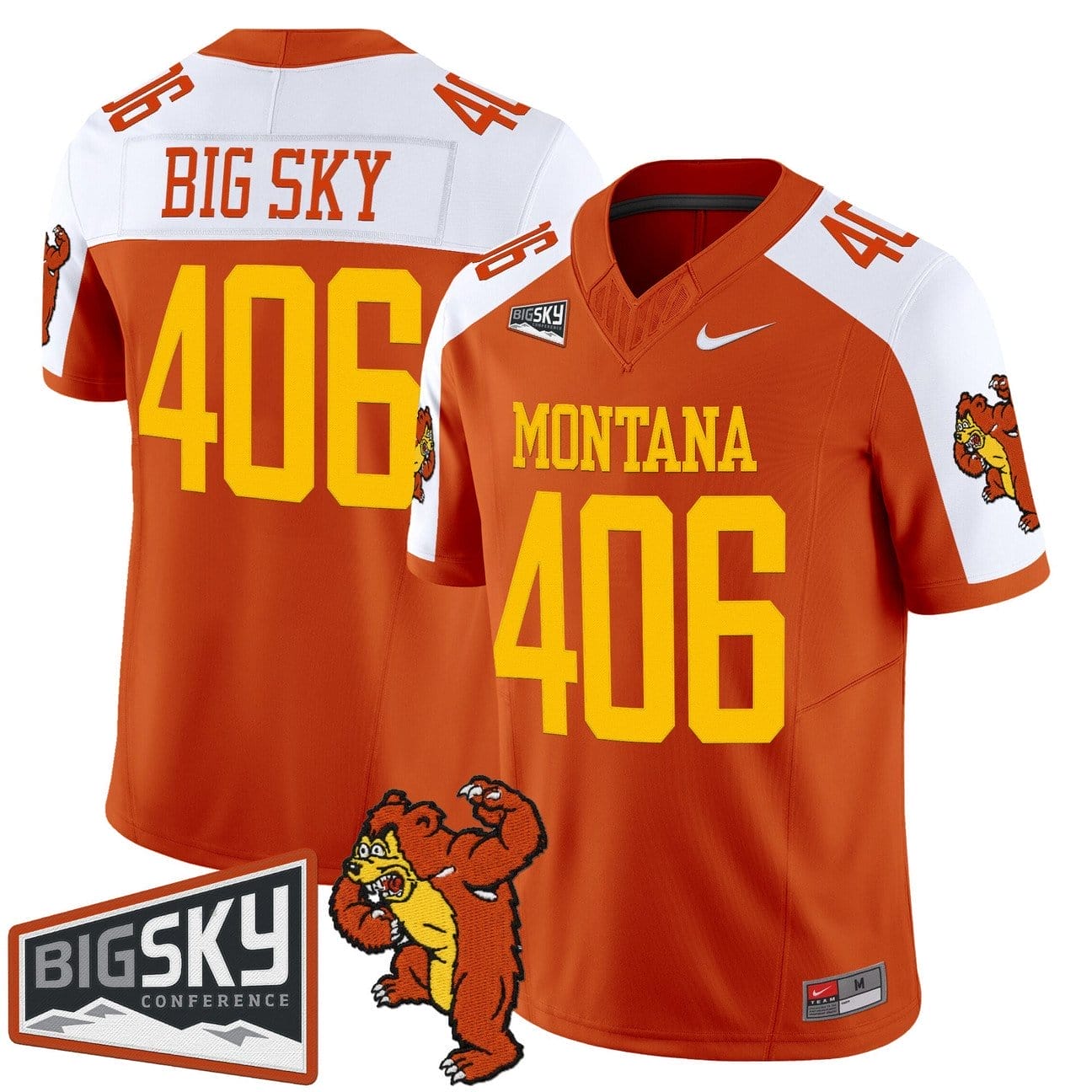 Big Sky Jersey #406 Montana Grizzlies 1995 Throwback Vapor Stitched