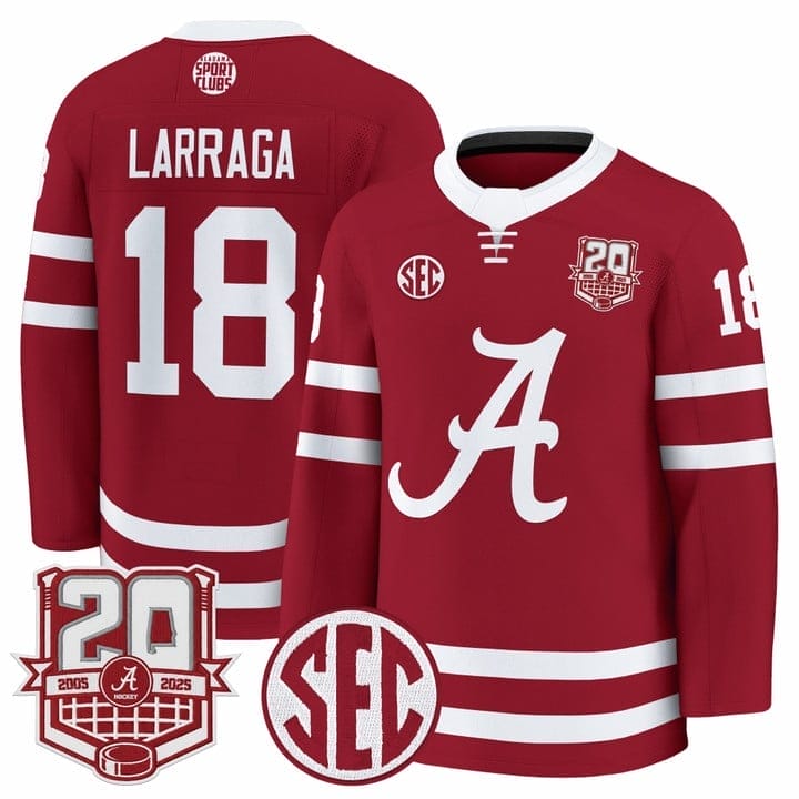 Brandon Larraga Jersey #18  Alabama Crimson Tide 2025-26 Premium 20th Anniversary Patch Stitched - Image 3