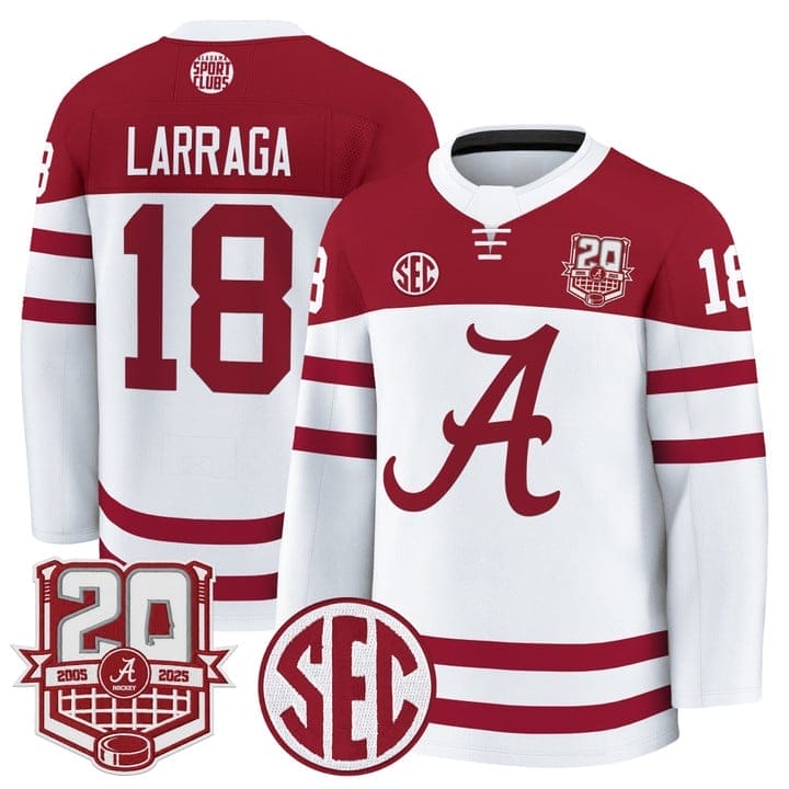 Brandon Larraga Jersey #18  Alabama Crimson Tide 2025-26 Premium 20th Anniversary Patch Stitched - Image 2