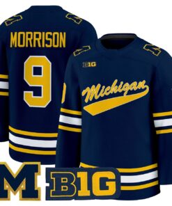 Alternative view of Brendan Morrison Jersey #9 Michigan Wolverines 2025-26 Premium All Stitched