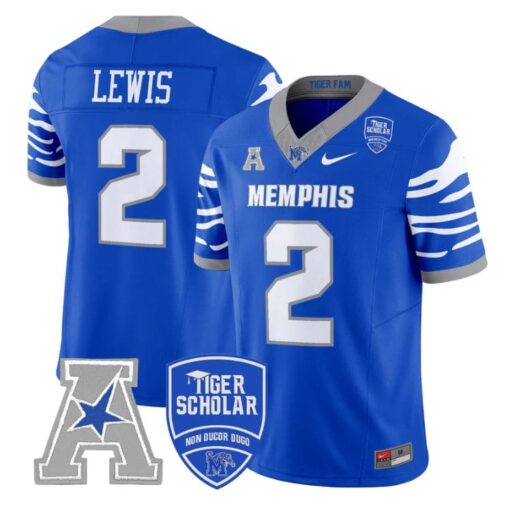 Brendon Lewis Jersey #2 Memphis Tigers 2025 Vapor Limited Stitched Royal