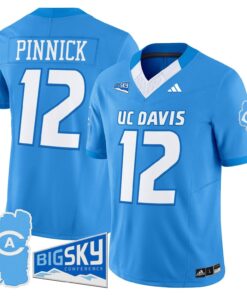 Caden Pinnick Jersey 12 UC Davis Aggies 2025 Lake Tahoe Patch Stitched Aqua