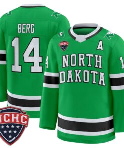 Cameron Berg Jersey 14 North Dakota Fighting Hawks 2025 26 Stitched Green