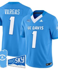 Carter Vargas Jersey 1 UC Davis Aggies 2025 Lake Tahoe Patch Stitched Aqua