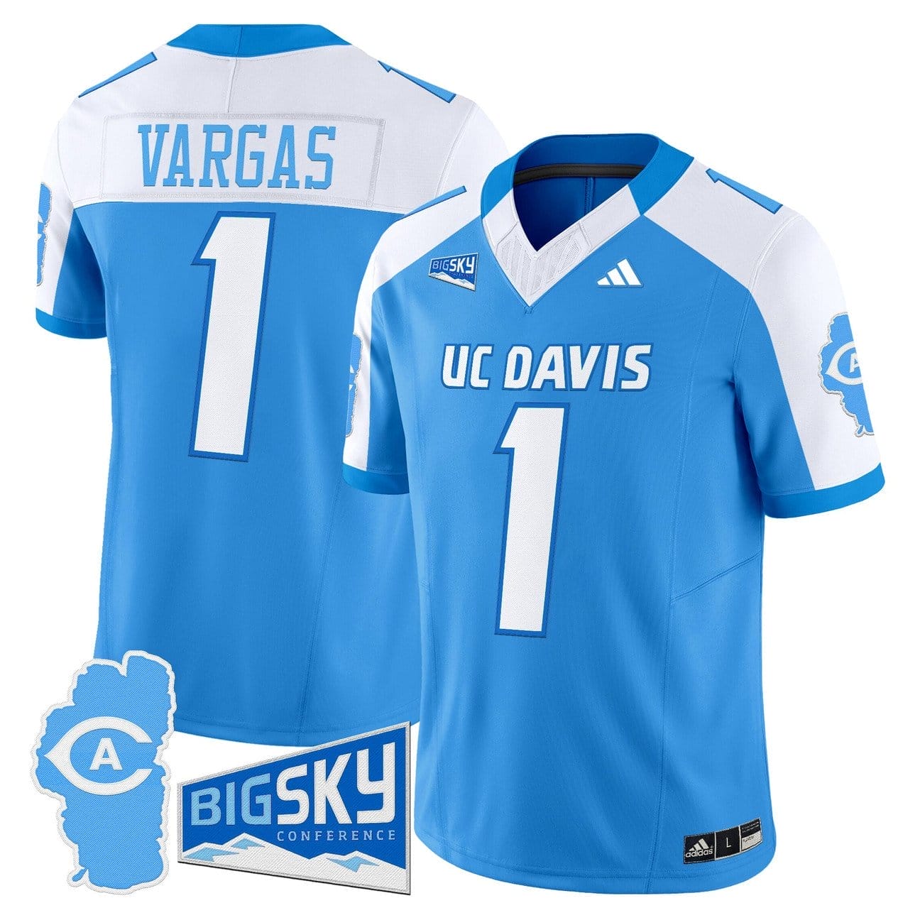 Carter Vargas Jersey #1 UC Davis Aggies 2025 Lake Tahoe Patch Stitched - Image 2