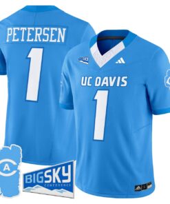 Chris Petersen Jersey 1 UC Davis Aggies 2025 Lake Tahoe Patch Stitched Aqua 9557f970 d6f6 4c43 b489 c15e5e12af5a