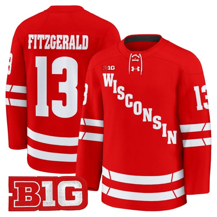 Christian Fitzgerald Jersey #13 Wisconsin Badgers 2025-26 Premium Stitched