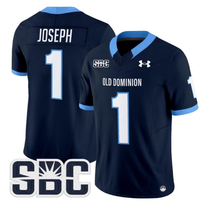 Colton Joseph Jersey #1 Old Dominion Monarchs 2025 Vapor Stitched Navy 1 Colton Joseph Jersey #1 Old Dominion Monarchs 2025 Vapor Stitched Navy