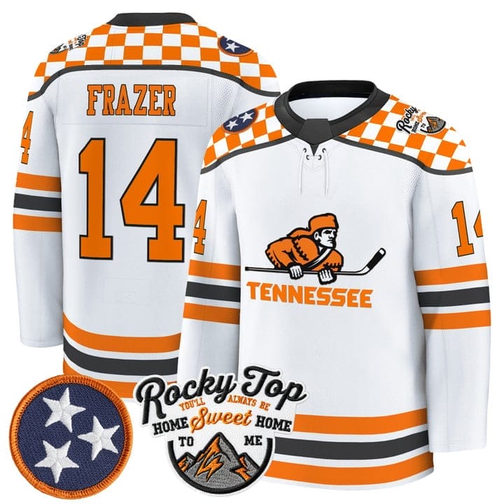 Connor Frazer Jersey #14 Tennessee Volunteers 2025-26 Hockey Premium Stitched - Image 2
