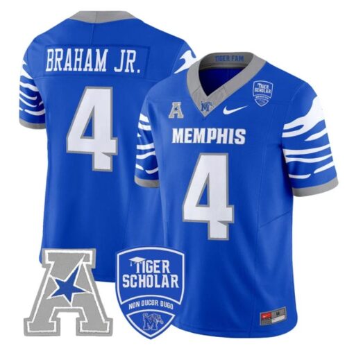 Cortez Braham Jr Jersey #4 Memphis Tigers 2025 Vapor Limited Stitched Royal