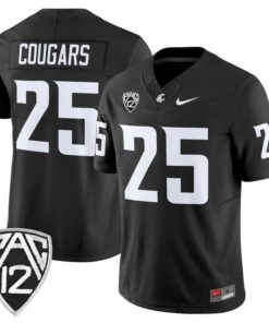 Cougars Jersey #25 Washington State Cougars 2025 Vapor Limited Stitched 6 Cougars Jersey 25 Washington State Cougars 2025 Vapor Stitched Black