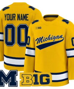 Custom Michigan Wolverines Jersey Name, Number 2025-26 Premium Stitched Maize