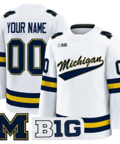 Custom Michigan Wolverines Jersey Name, Number 2025-26 Premium Stitched White